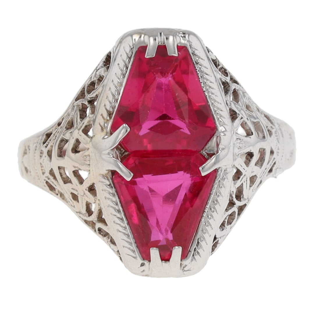 Hall Art Deco 14K White Gold Ruby Ring Sz 7 (1 of 7)