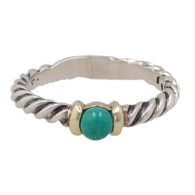 David Yurman 14K White Gold Turquoise Sterling Ring Sz 7