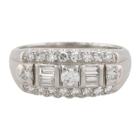 Platinum and Diamond Cocktail Ring, 8.8g, Sz 7.25