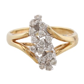 14k Gold and Diamond Cluster Ring, 4g, Sz 7