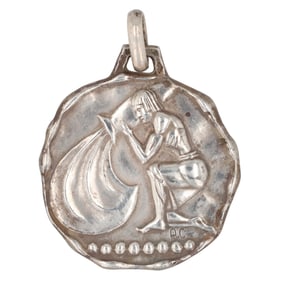 Beautiful French, Sterling Silver, Water Bearer/Pisces Pendant, Marked 925, Signed A.C., 10.6g