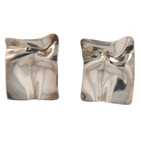 Vintage Modernist Sterling Silver Post Earrings