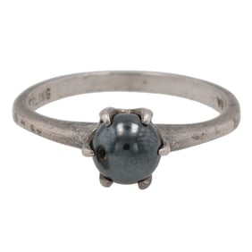 Sterling Silver Pronged Hematite Ball Ring Sz 6