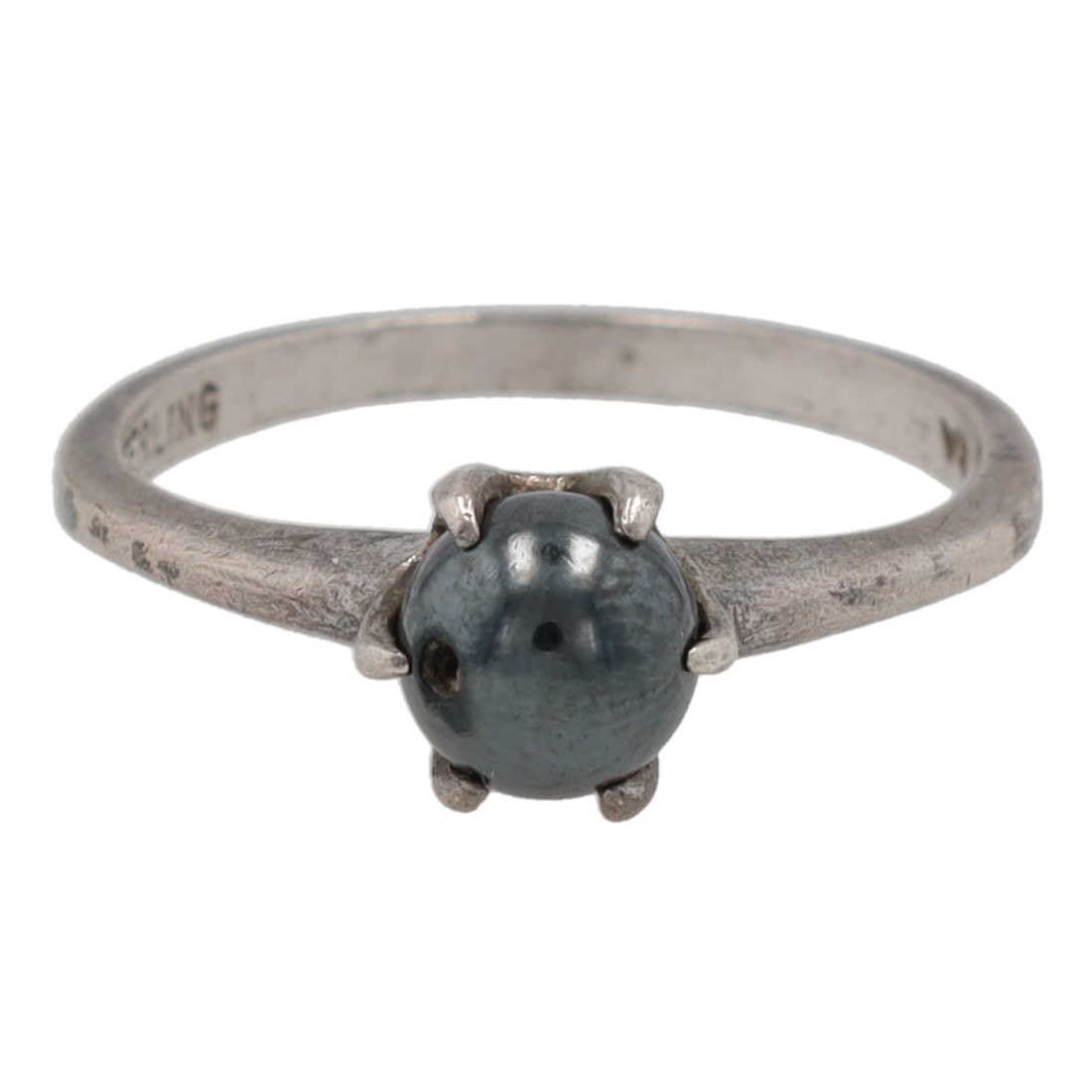 Sterling Silver Pronged Hematite Ball Ring Sz 6 (1 of 7)