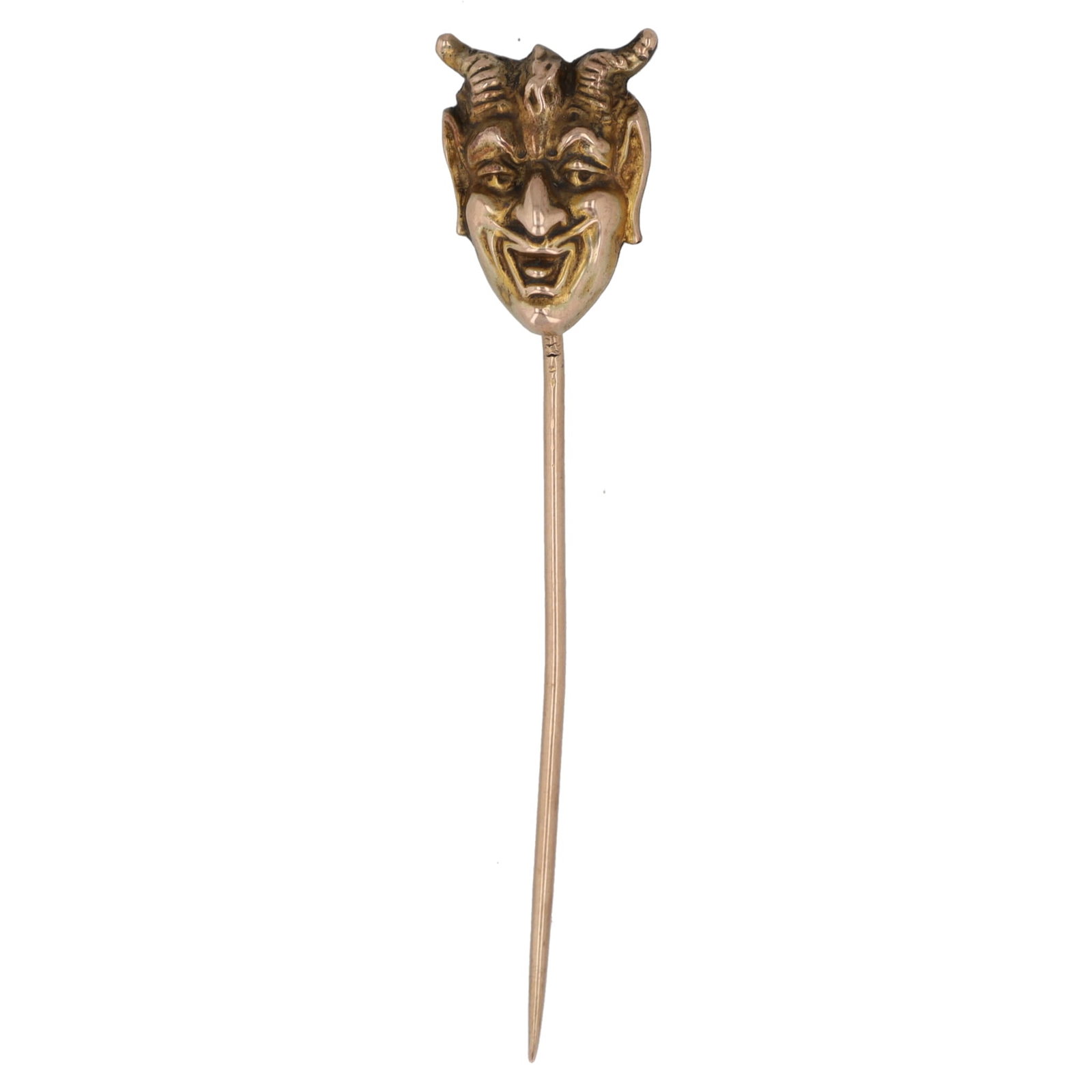 Antique Gold Filled Memento Mori Gold Filled Demon/Devil Face Stick Pin: Antique Gold Filled Memento Mori Gold Filled Demon/Devil Face Stick Pin 1.6g