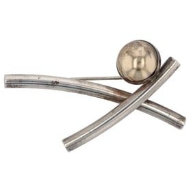 Stunning 14K/Sterling Silver Peter Brams Design Vintage Brooch