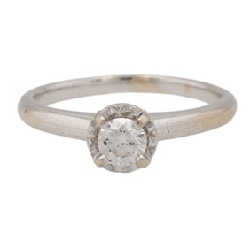 Lovely Vintage 14K White Gold 1/3 Carat Diamond Engagement Ring