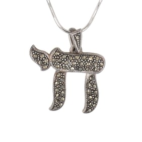 Sterling Silver Marcasite Chai Necklace