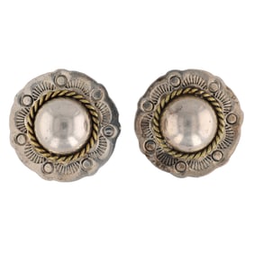 Vintage Sterling Silver Hand Wrought Clip-on Earrings