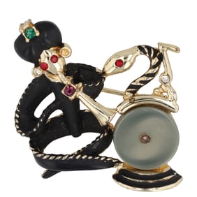 Mid-Century Vintage Cobra Snake Charmer Brooch