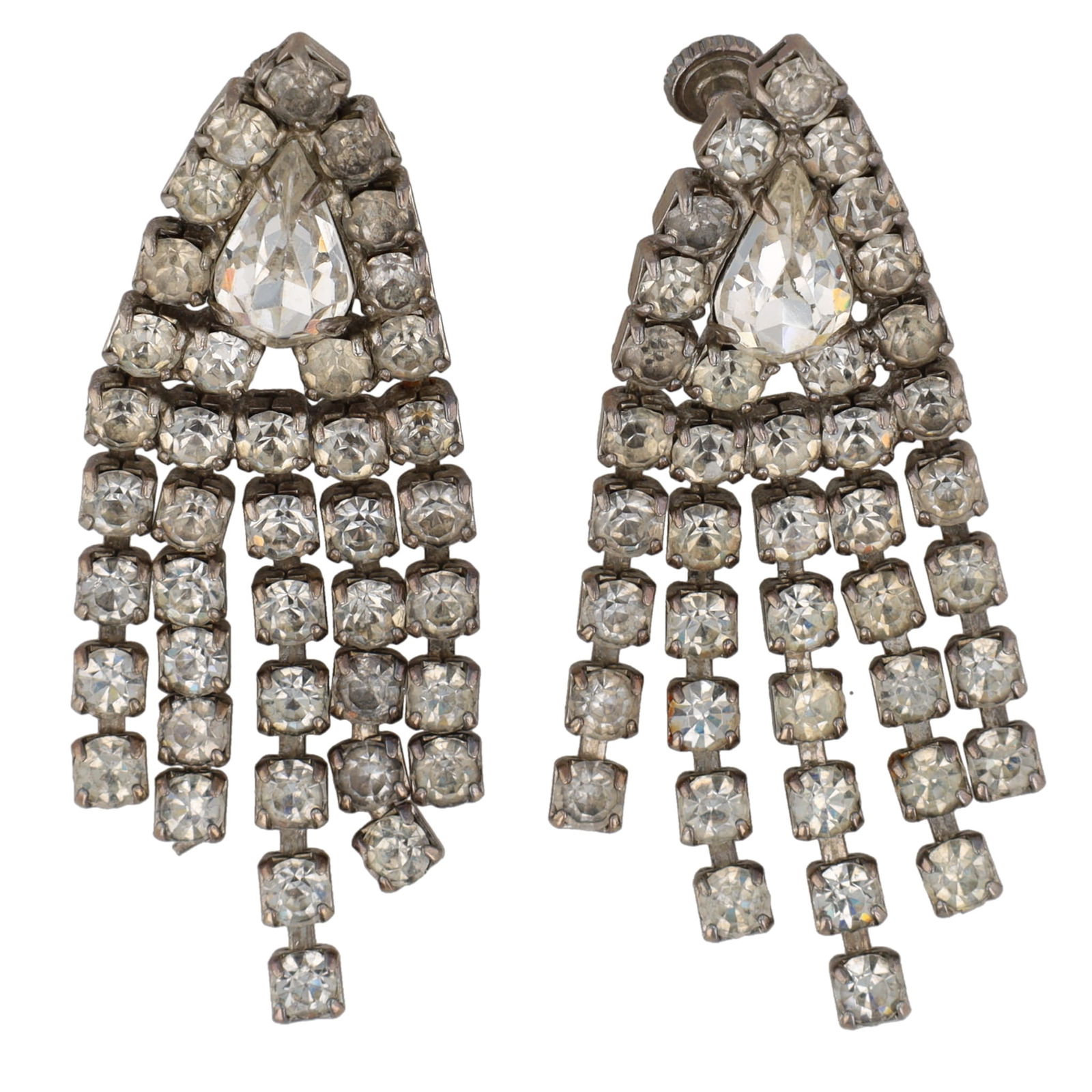 Art Deco Rhinestone Chandelier Screwback Earrings: Art Deco Rhinestone Chandelier Earrings, Screwback