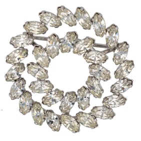 Mid-Century Vintage Krementz Marquise Cut Rhinestone Brooch Mint Condition