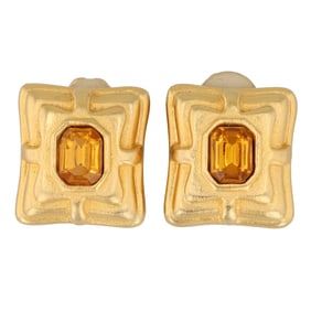 Carlisle Costume Gold Tone Citrine Clip-Ons