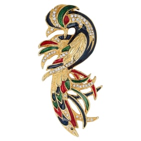 Stunning Enamel/Crystal Vintage Bird Brooch