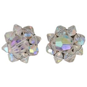 Mid-Century Aurora Borealis Clip-On Earrings