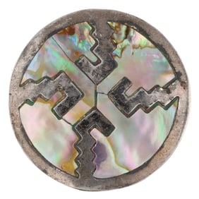 Vintage TAXCO Mexico Sterling Silver Abalone Pin/Pendant 6g