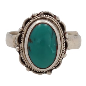 Silver/Turquoise Adjustable Ring, 7g