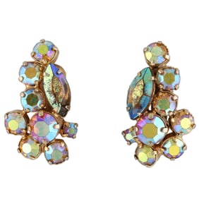 Retro Aurora Borealis Clip-On Earrings