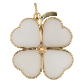 18K/Quartz Four Leaf Clover Pendant