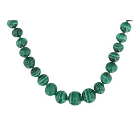 Gorgeous Vintage Graduated Malachite Bead Necklace