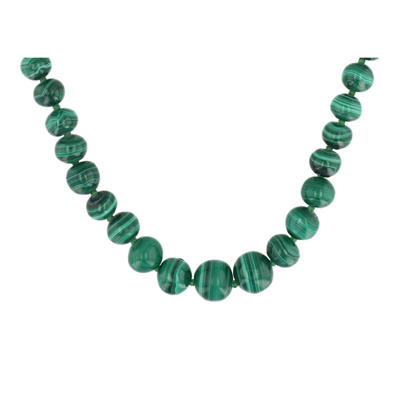 Gorgeous Vintage Graduated Malachite Bead Necklace (1 of 5)
