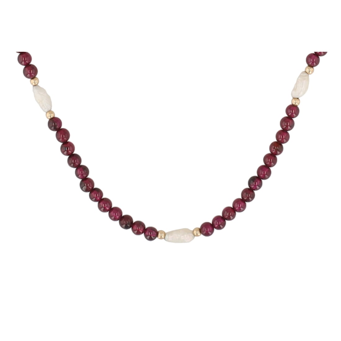 Garnet Freshwater Pearl 14K Gold Bead Clasp Necklace (1 of 6)