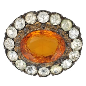 Early Joseff of Hollywood Gold Tone Rhinestone Crystal Costume Brooch