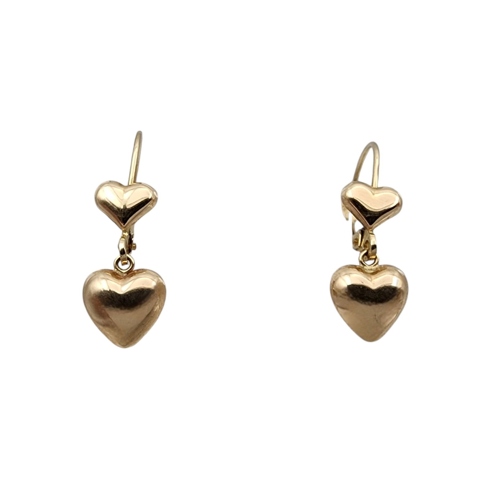 14k Gold Hollow Form Heart Dangle Earrings (1 of 4)