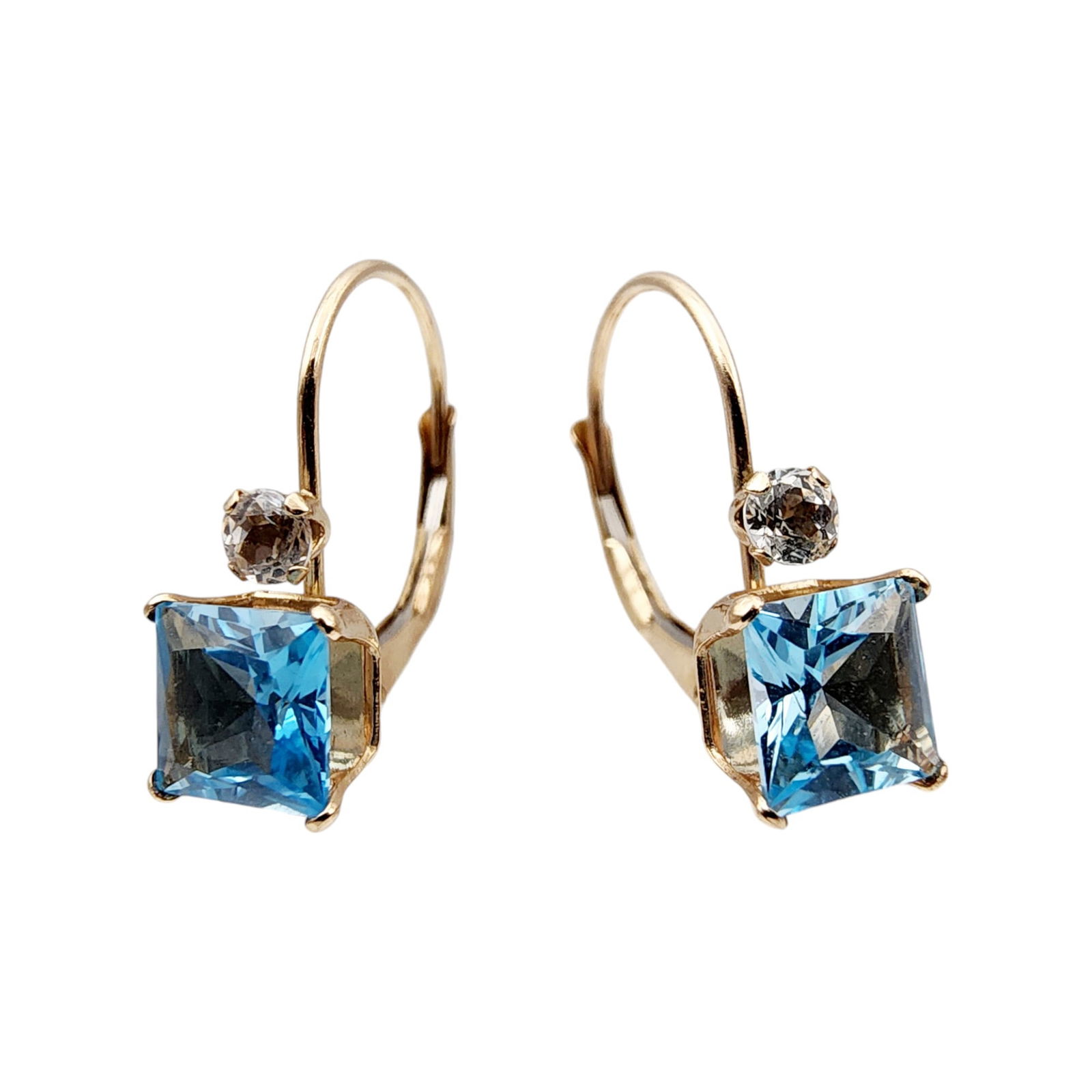 10k Gold Signed Diamond Topaz Earrings (1 of 5)