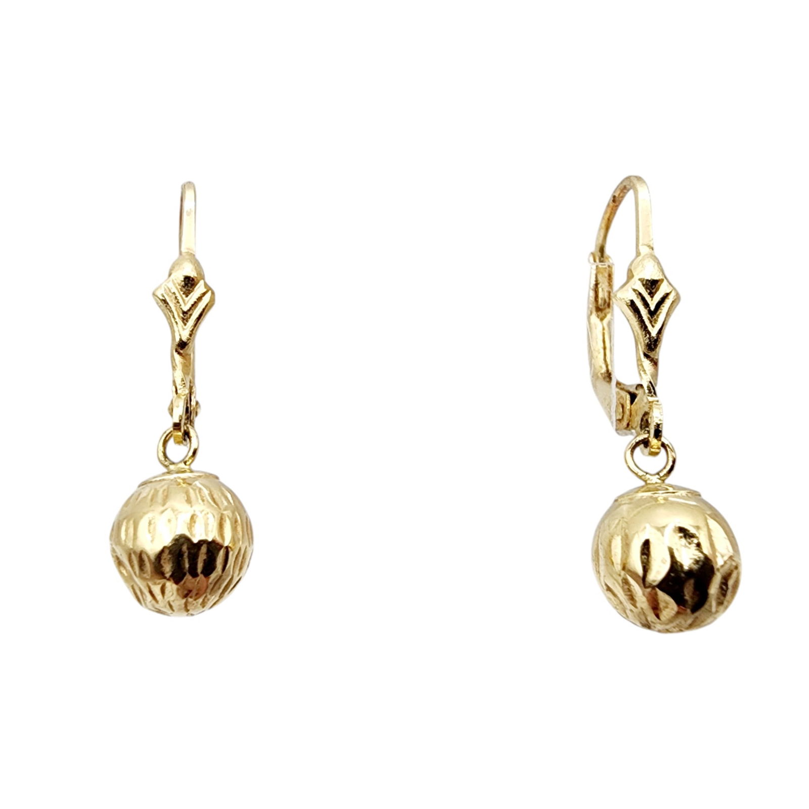14k Gold Textured Ball Dangle Earrings (1 of 4)