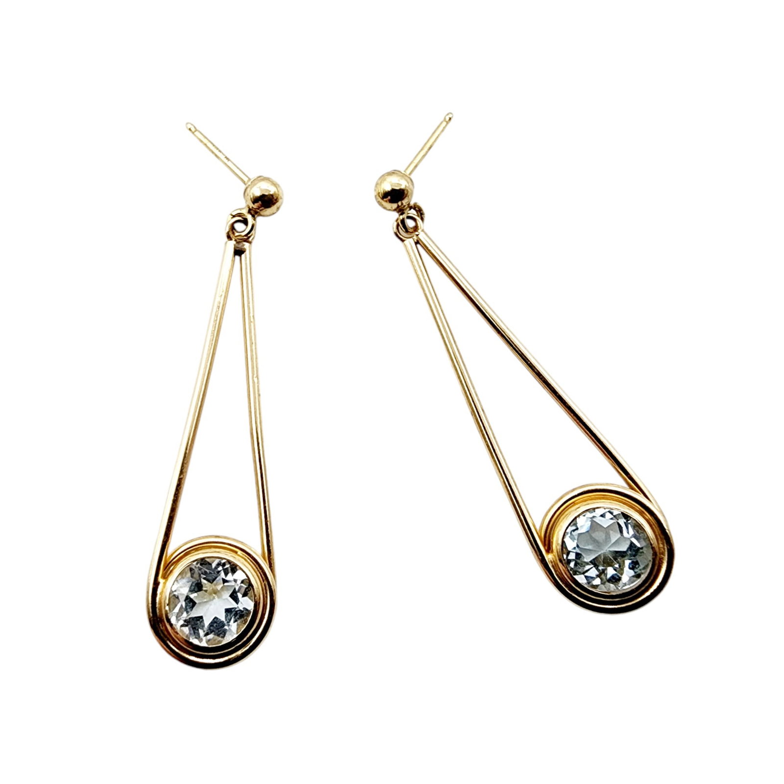 14k Gold Topaz Teardrop Earrings: 14k Gold Topaz Teardrop Earrings 1.6g