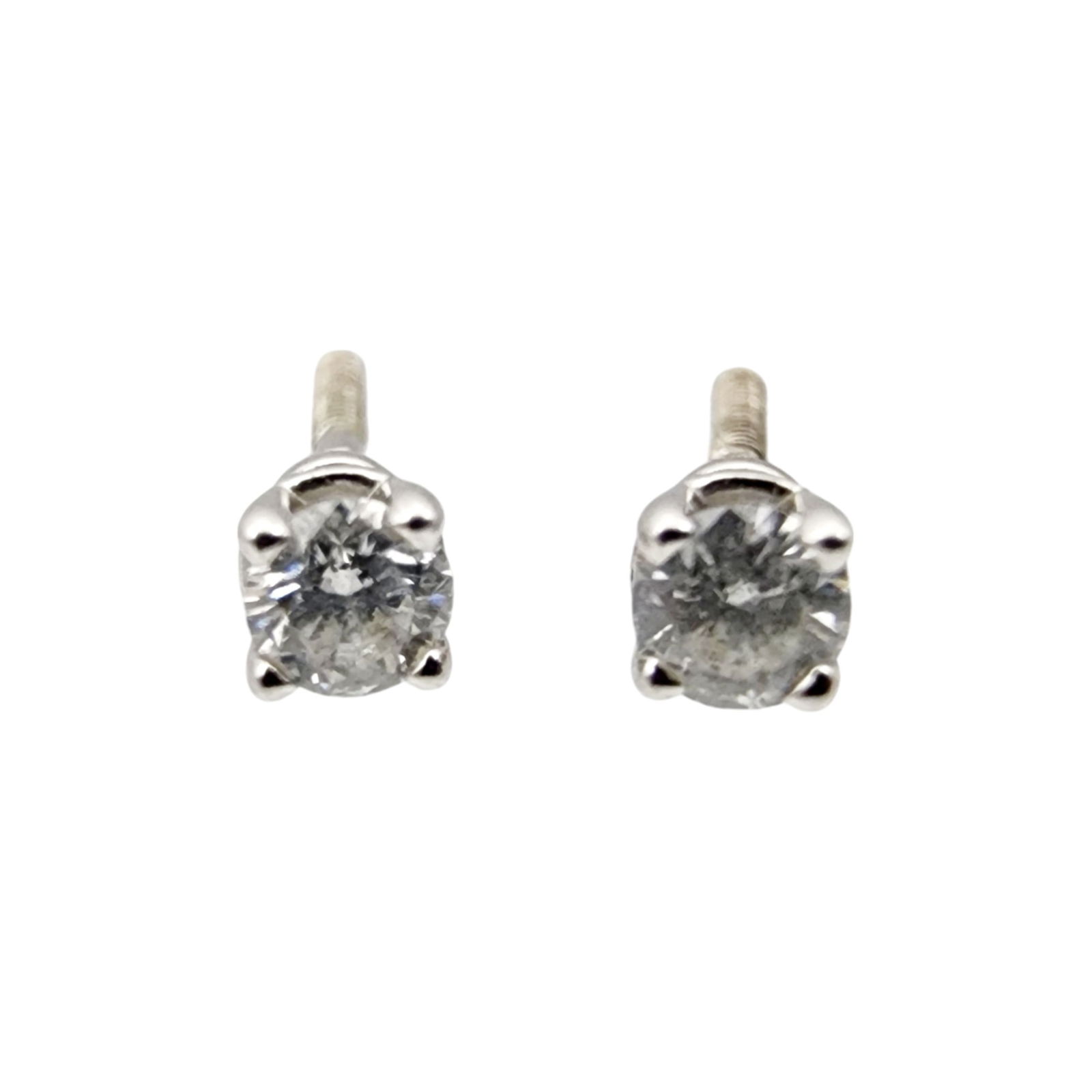 14k White Gold Diamond Stud Screwback Earrings (1 of 6)