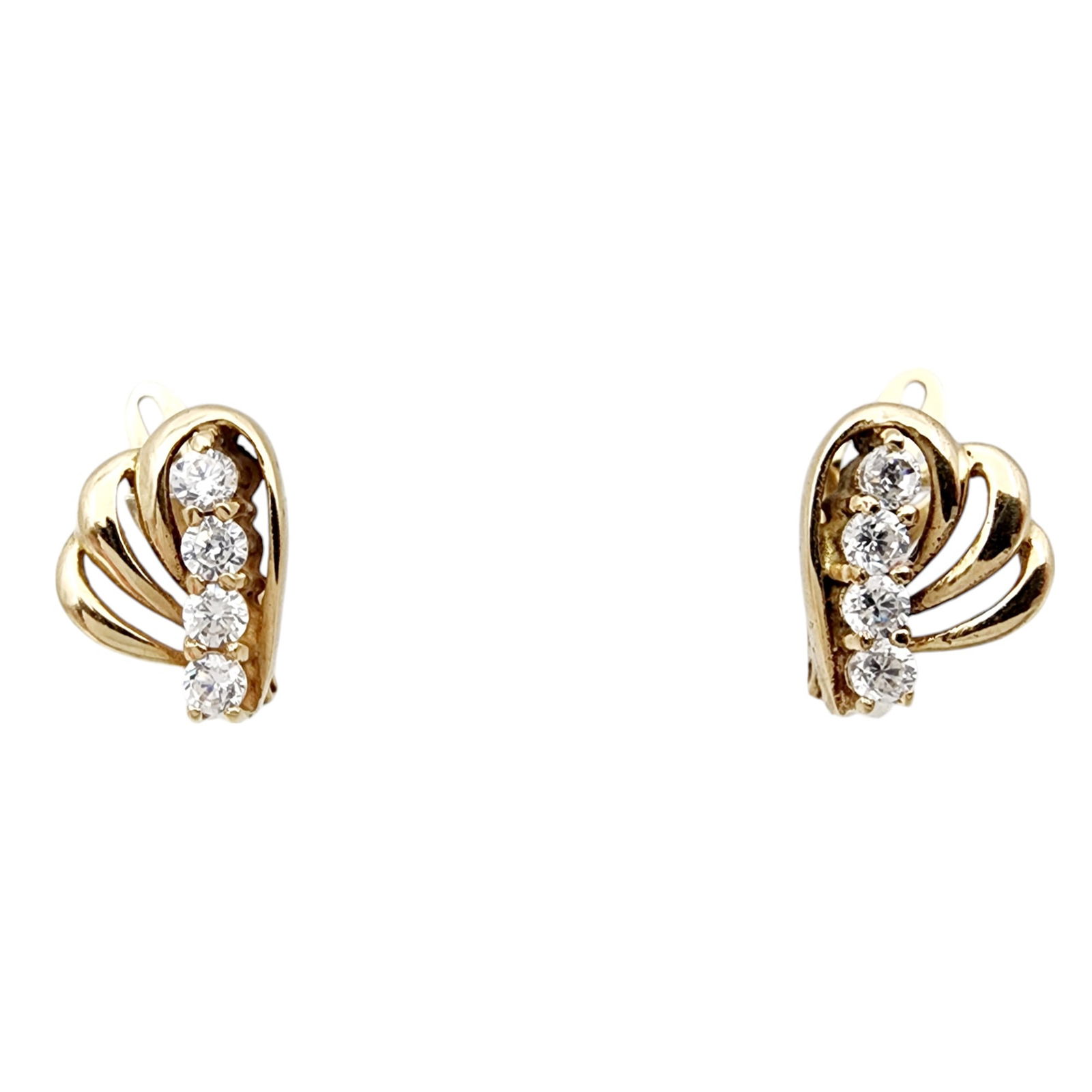 14k Gold Diamond Wrapped Heart Leverback Earrings (1 of 6)