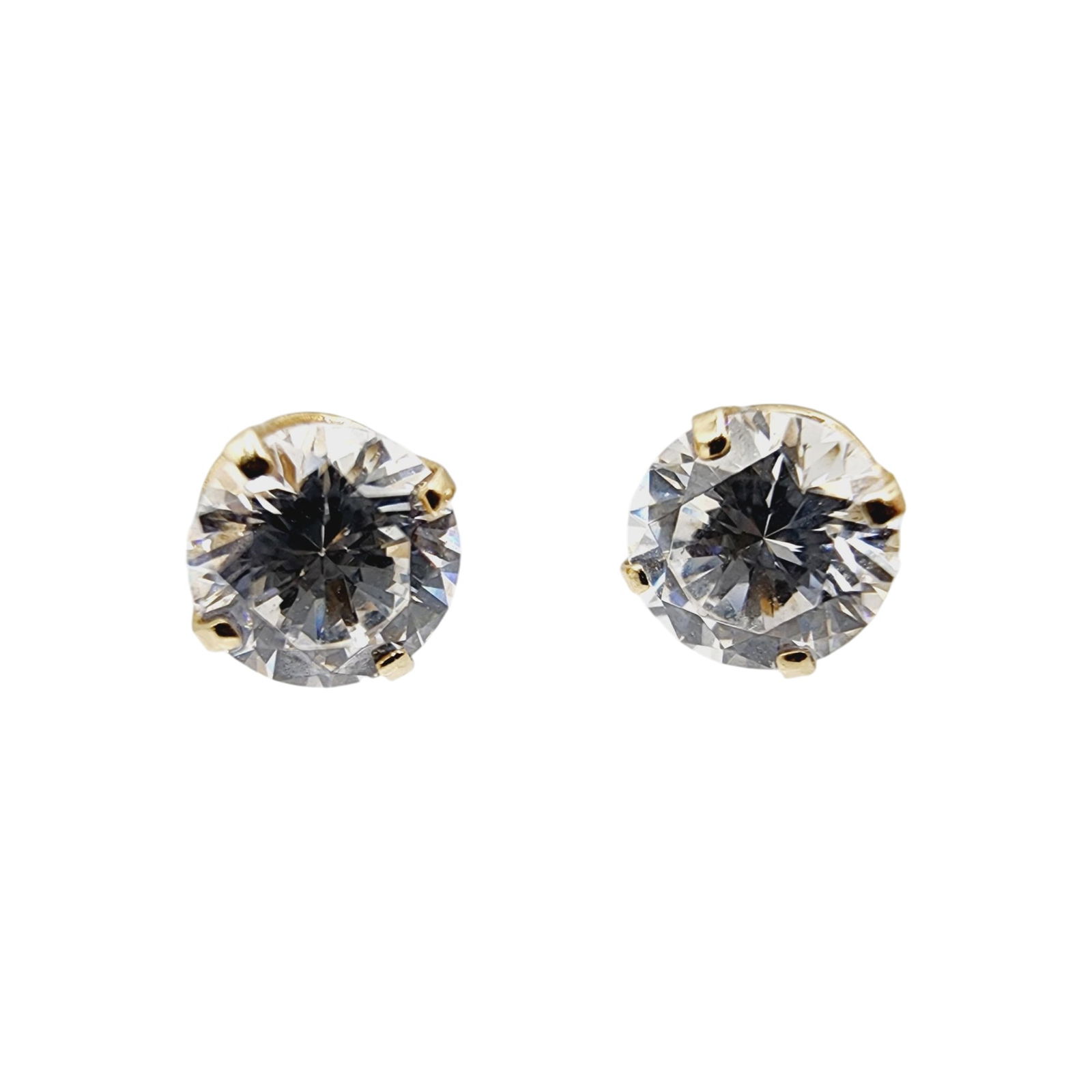 14k Gold Diamonique CZ Stud Earrings: 14k Gold Diamonique CZ Stud Earrings no backs .77g