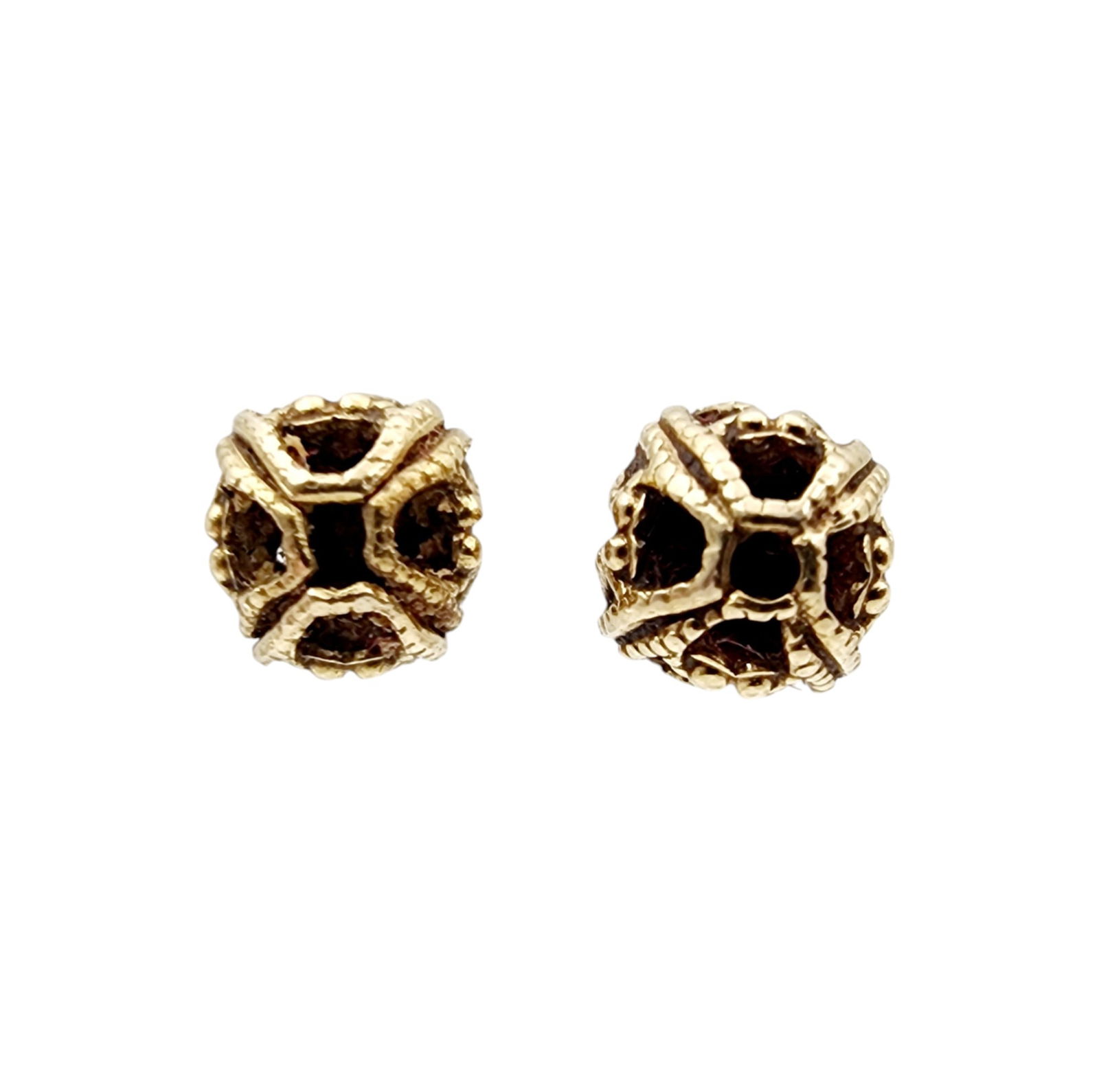 14k Gold Hollow Stud Earrings: 14k Gold Hollow Stud Earrings no backs as is bent .54g