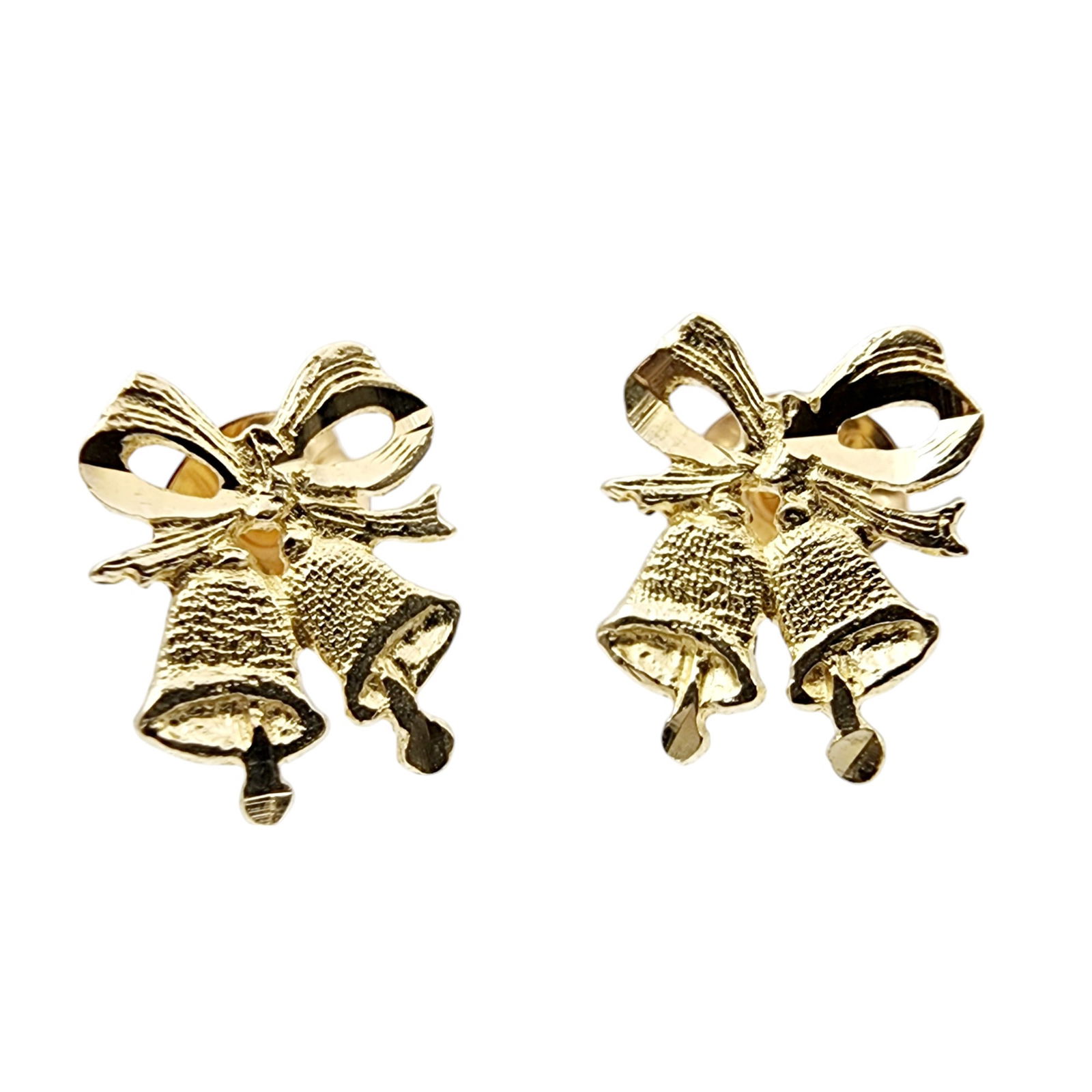 14k Gold Signed Bell Stud Earrings: 14k Gold Signed Bell Stud Earrings W/Backs .64g
