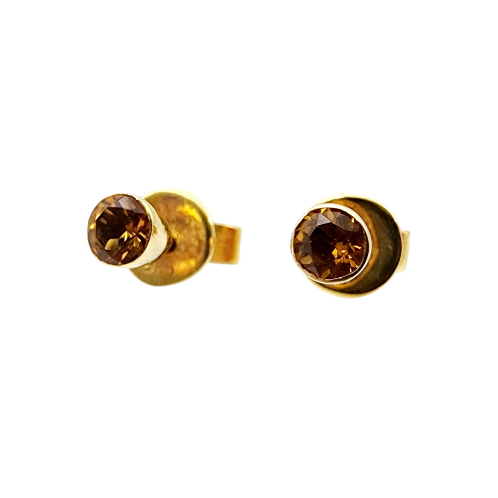 14k Gold Citrine Yellow Stud Earrings (1 of 5)
