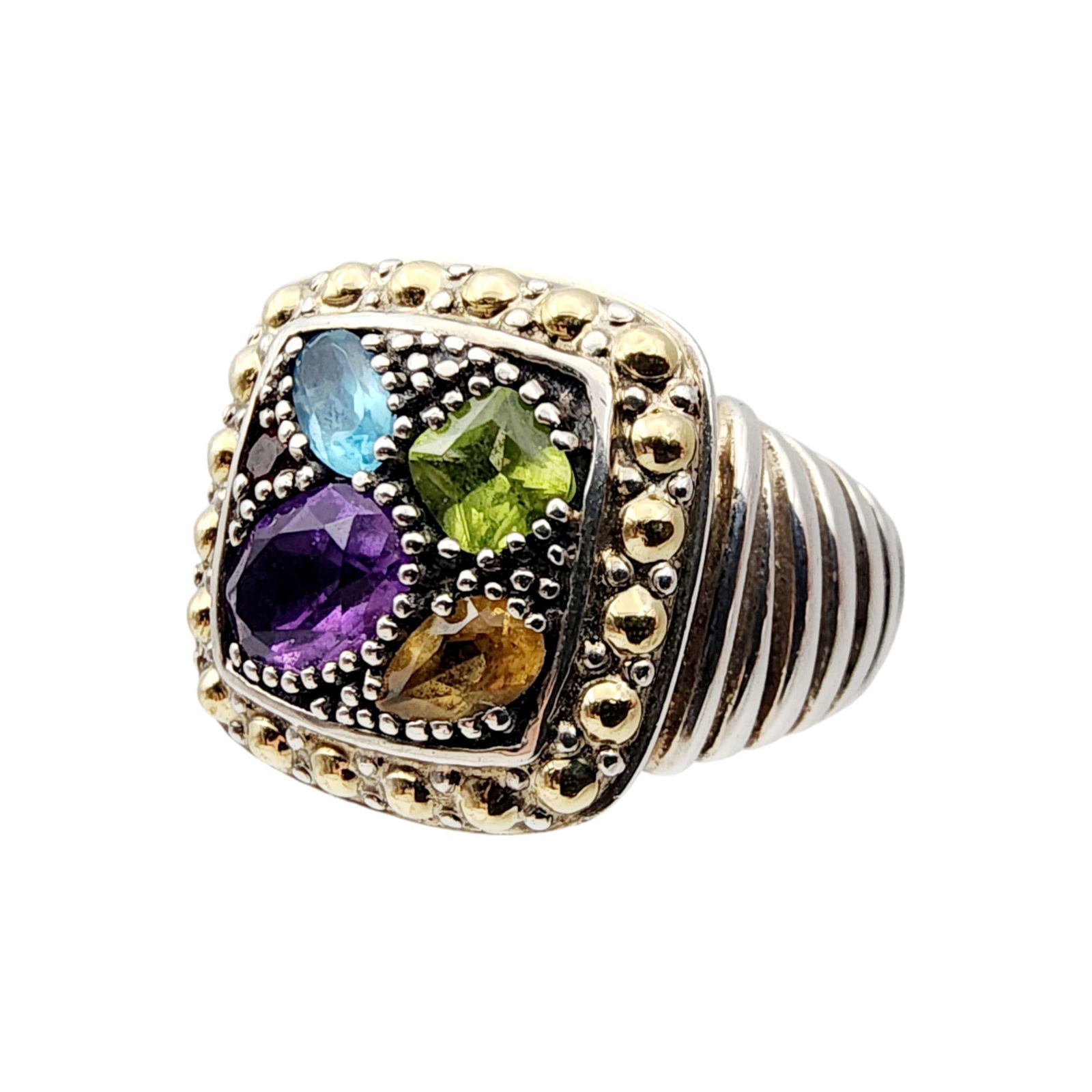 Effy Balissima 18k Gold and Sterling Multi Stone Ring Sz 7.5 (1 of 12)