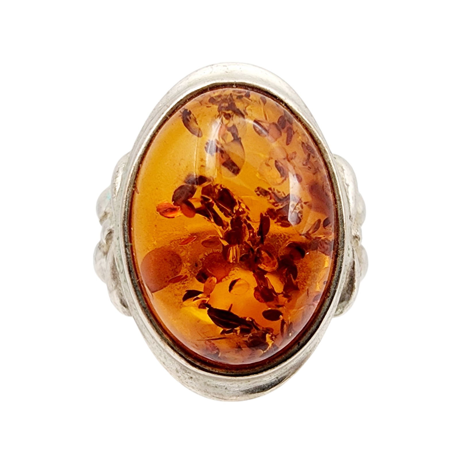 Vintage Valerio Poland Sterling Amber Ring Sz 8 (1 of 8)