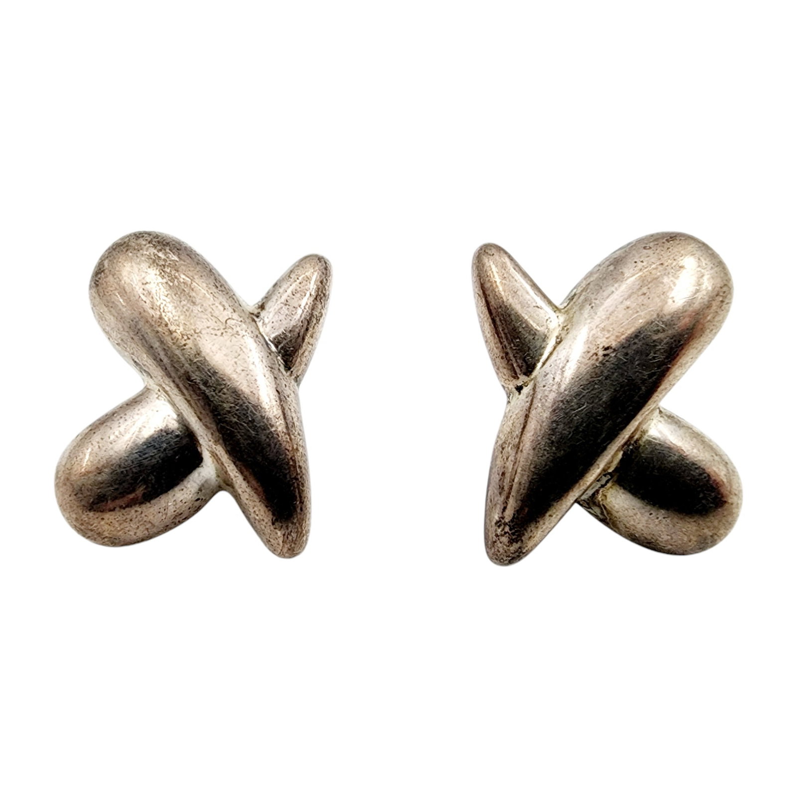 Vintage Bayanihan Sterling Criss Cross Earrings: Vintage Bayanihan Sterling Criss Cross Earrings 6.9g