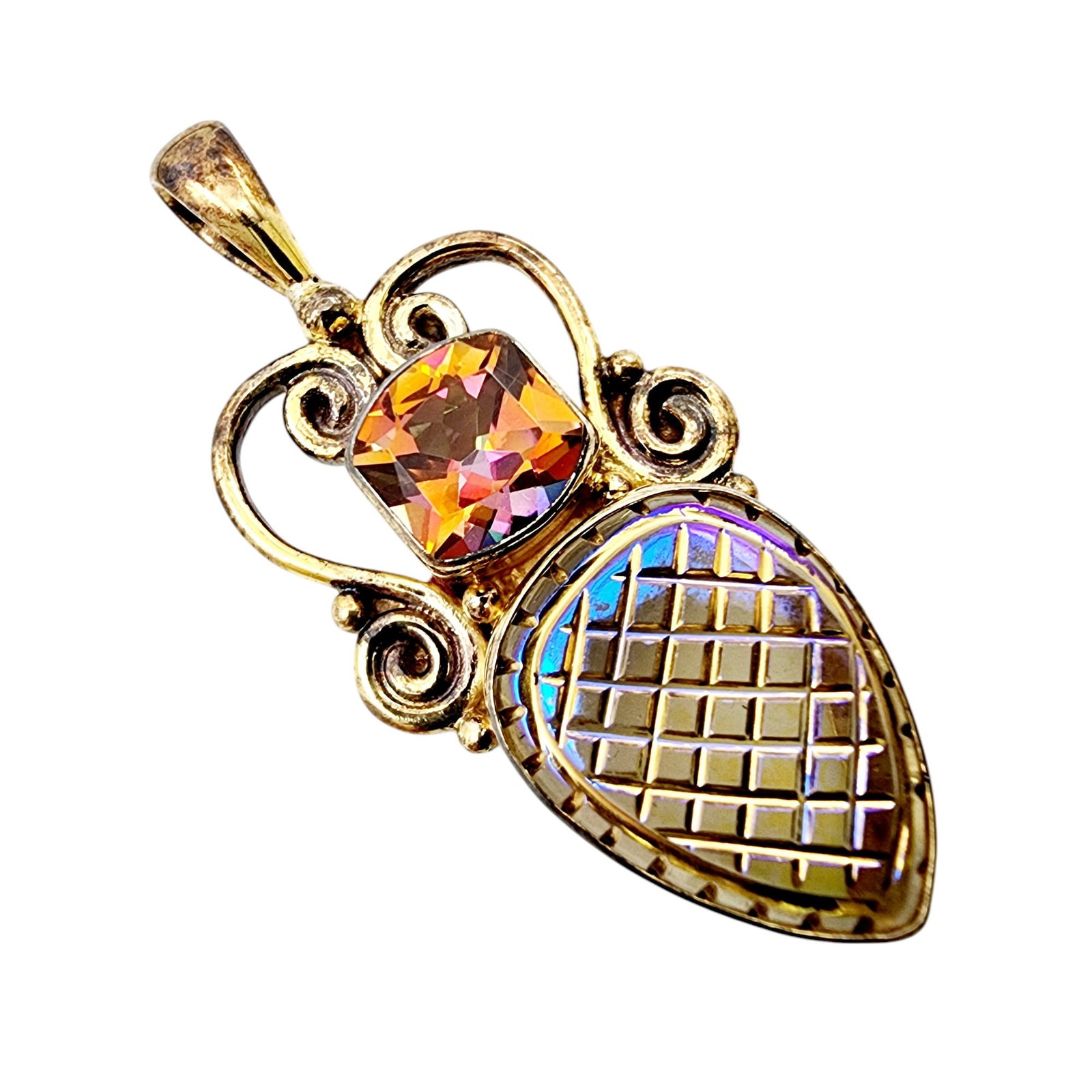 Sajen Sterling Twilight Topaz Iridescent Pendant: Sajen Sterling Twilight Topaz Iridescent Pendant 13.4g