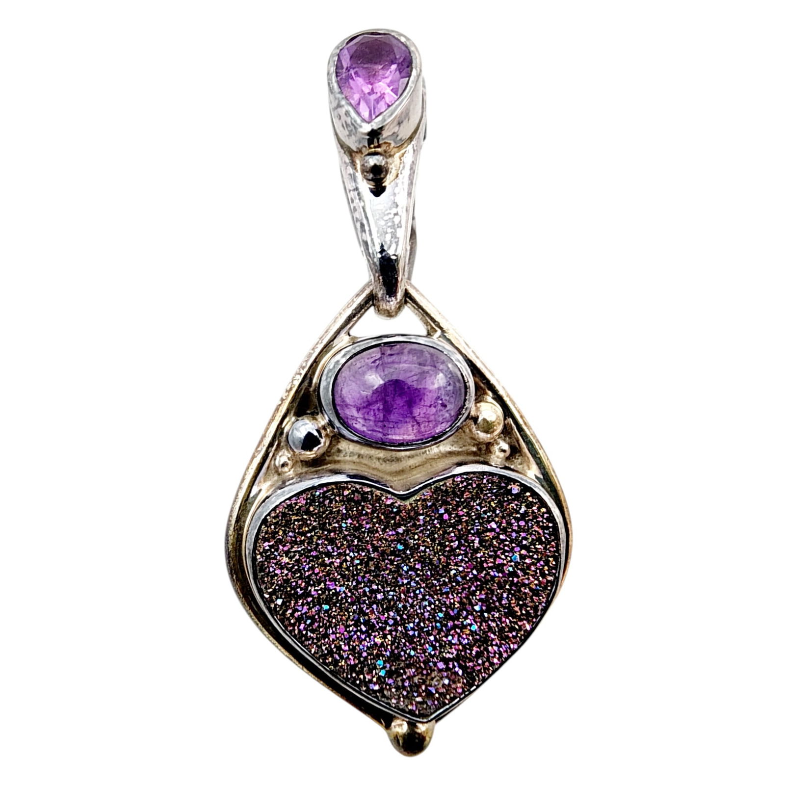 Sajen Sterling Amethyst Druzy Heart Pendant (1 of 4)