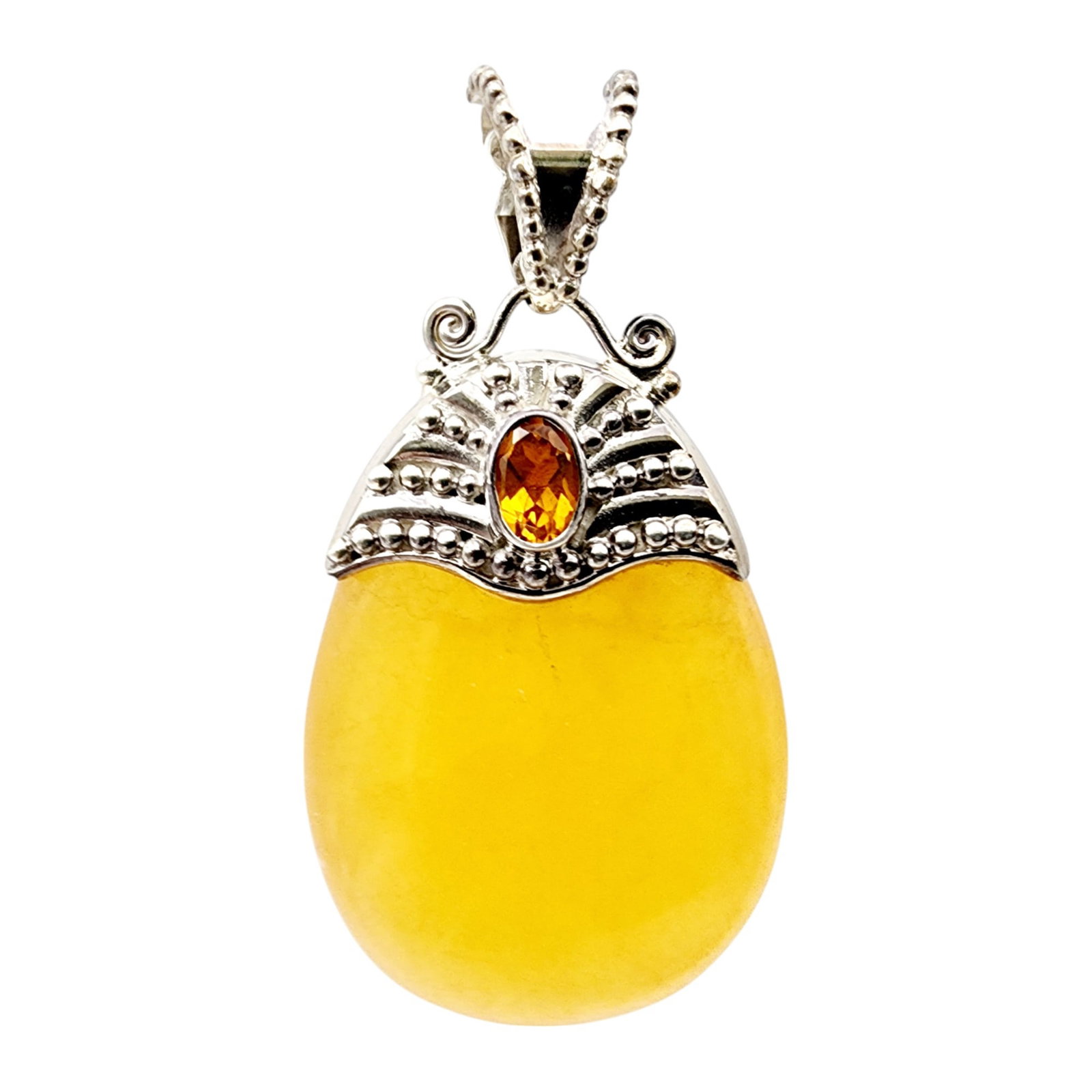 Sajen Sterling Orange Drop Pendant: Sajen Sterling Orange Drop Pendant 17.1g