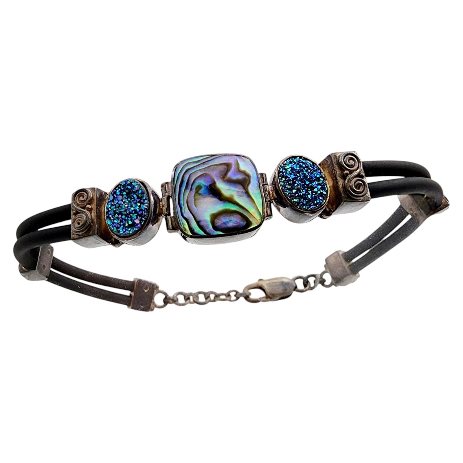 Sajen Sterling Druzy Abalone Bracelet: Sajen Sterling Druzy Abalone Bracelet 22g