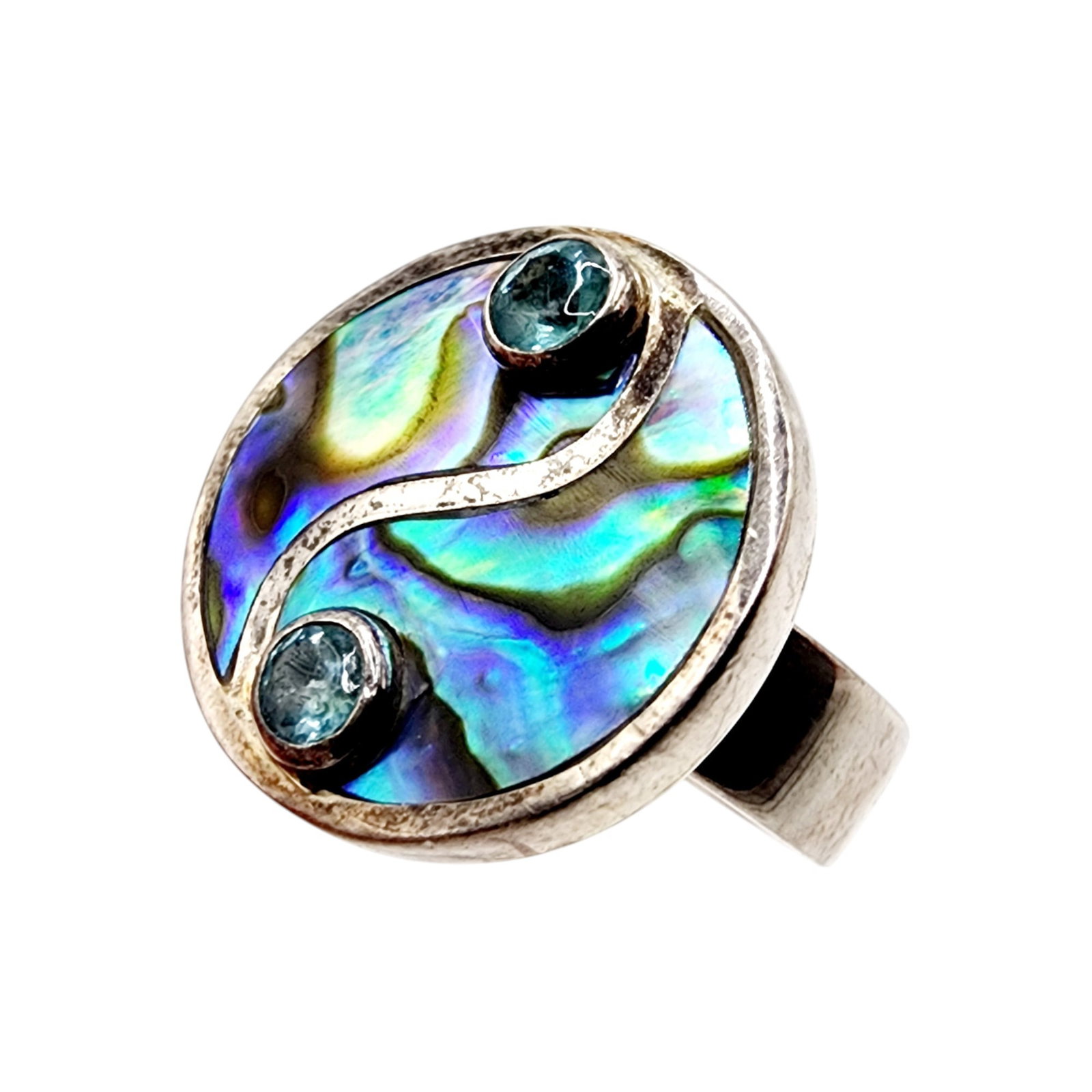 Sajen Sterling Topaz Abalone RIng Sz 7: Sajen Sterling Topaz Abalone RIng Sz 7 8.7g