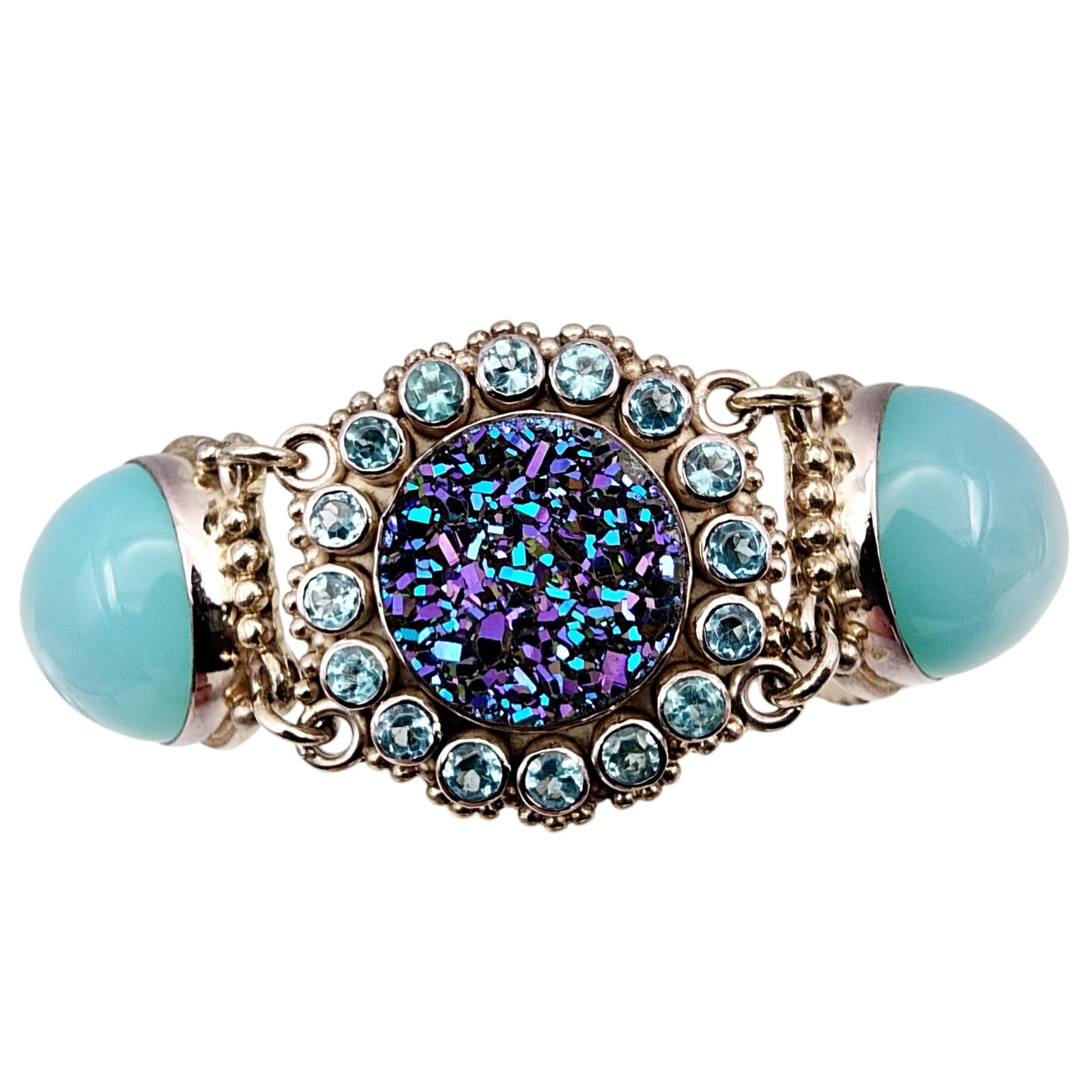 Gorgeous! Sajen Sterling Chalcedony Topaz Druzy Bracelet (1 of 10)