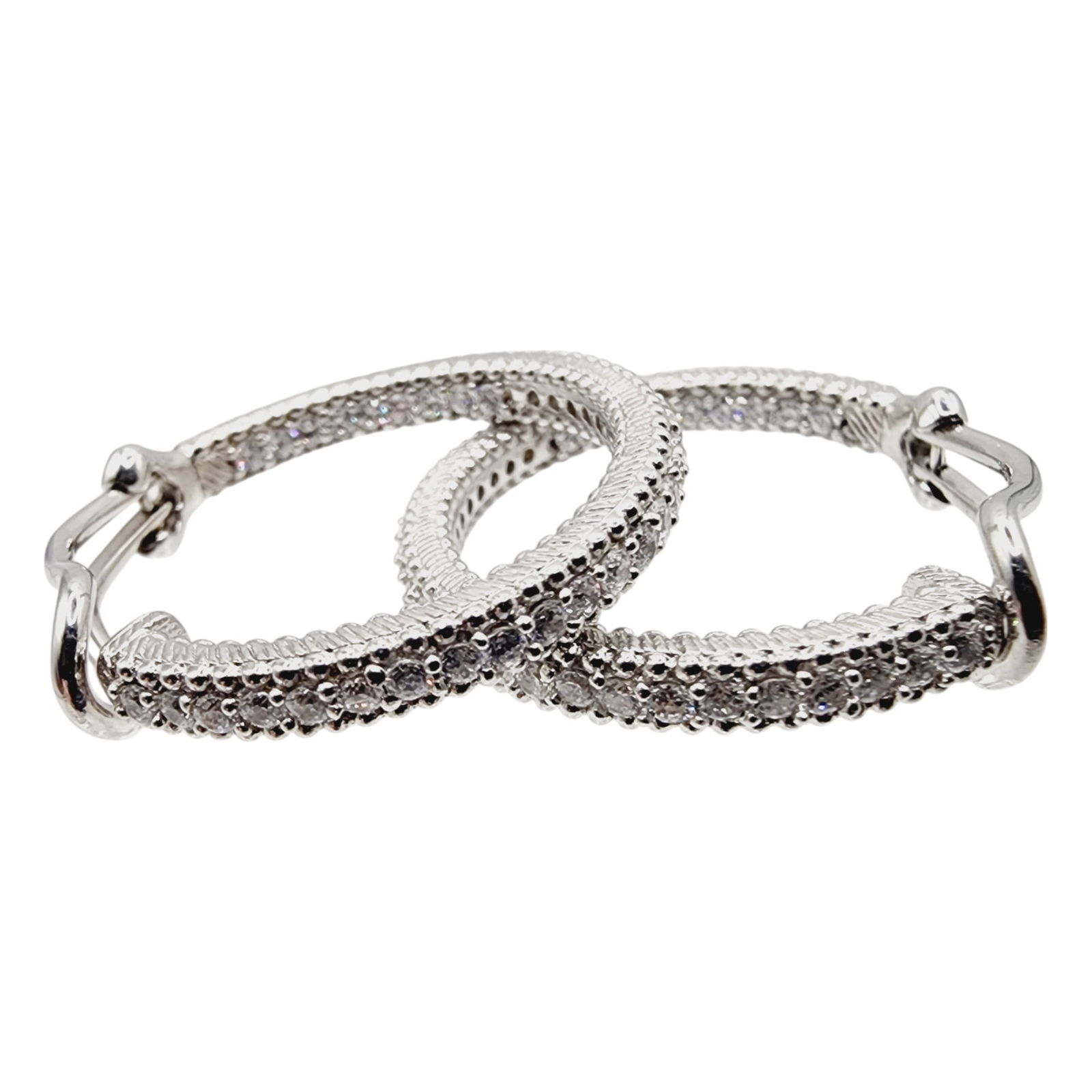 Judith Ripka Sterling Cubic Zirconia Hoop Earrings: Judith Ripka Sterling Cubic Zirconia Hoop Earrings 8.1g