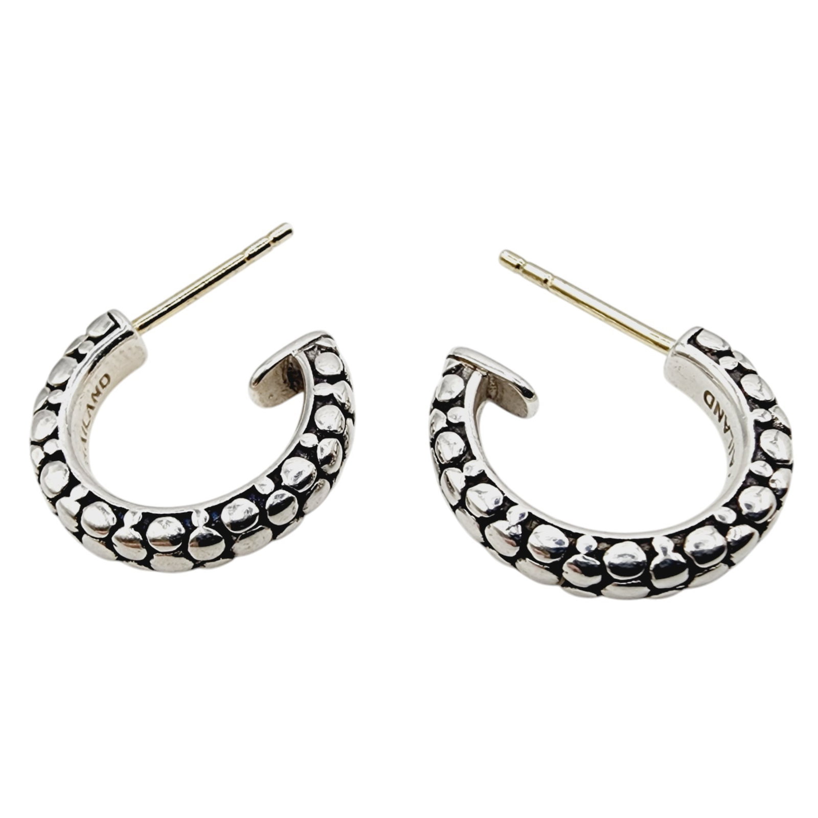 Michael Dawkins Sterling Pebble Hoop Earrings: Michael Dawkins Sterling Pebble Hoop Earrings 4.6g