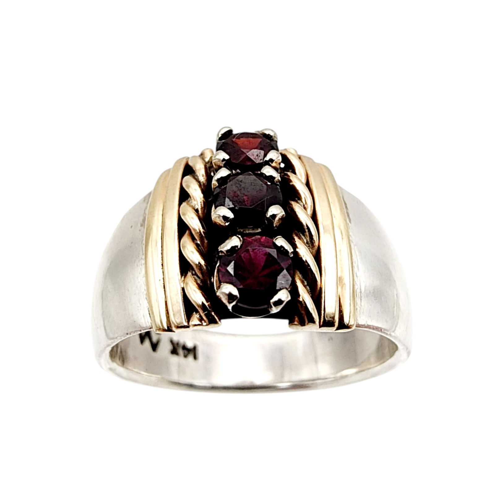 Signed Designer 14k Gold and Sterling Garnet Ring Sz 7.25 (1 of 7)