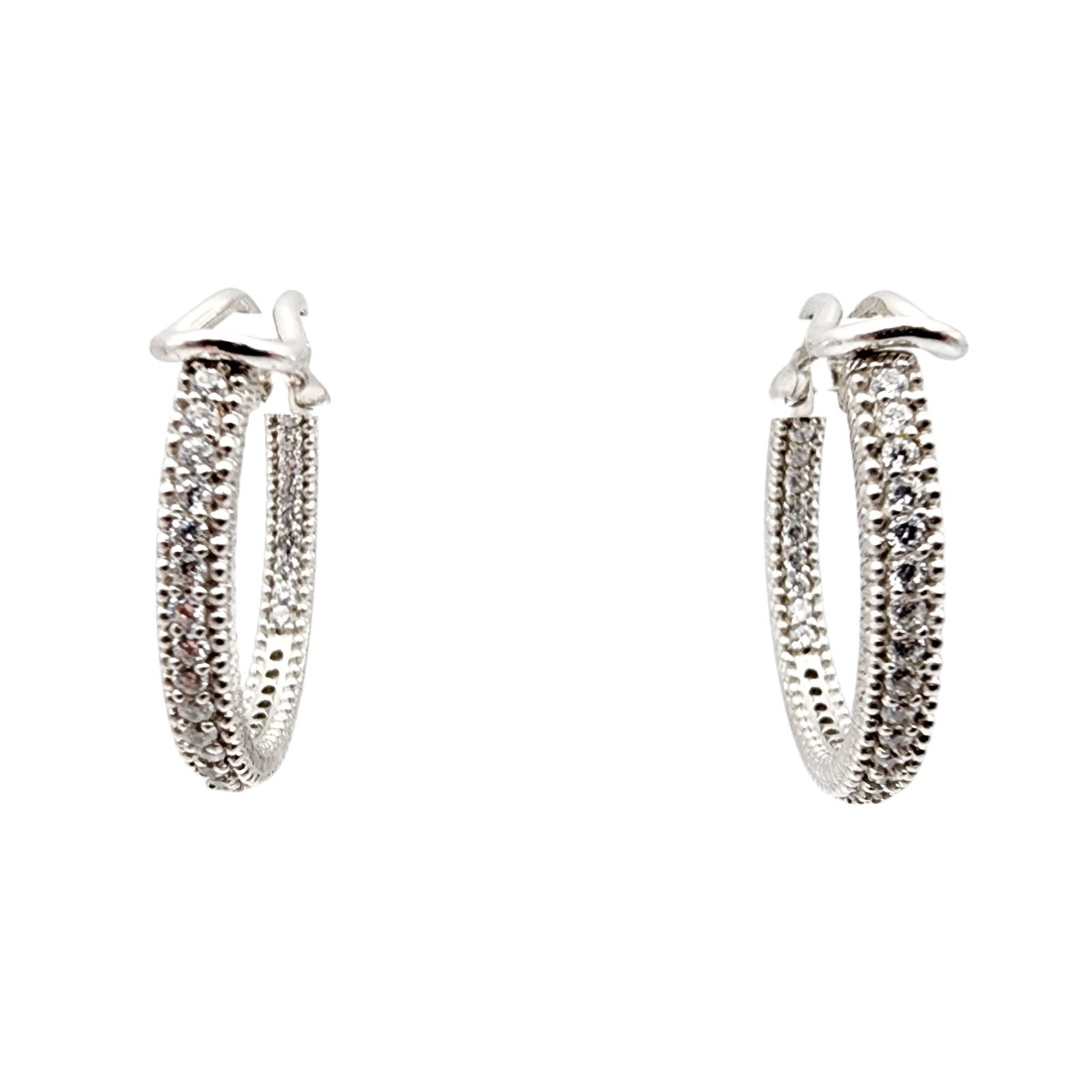 Judith Ripka Sterling Cubic Zirconia Hoop Earrings: Judith Ripka Sterling Cubic Zirconia Hoop Earrings 8g